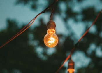 low angle photo of lighted lamp