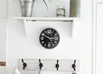 round white analog clock at 3:50